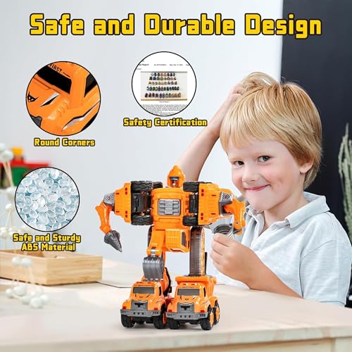 Image of Kidology 5-in-1 Construction Robot Toy Set for Boys & Girls| Transforming DIY Assembly Truck & Vehicle Action Figure Play Set | STEM Building & Modular Combination Design | Multicolor