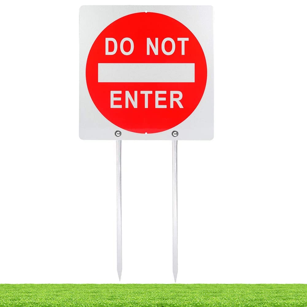 Kichwit Do Not Enter Sign with Metal Stakes, Reflective Aluminum Sign for Outdoor Use, 11.8 x 11.8 Inches, Weather Resistant-image-19