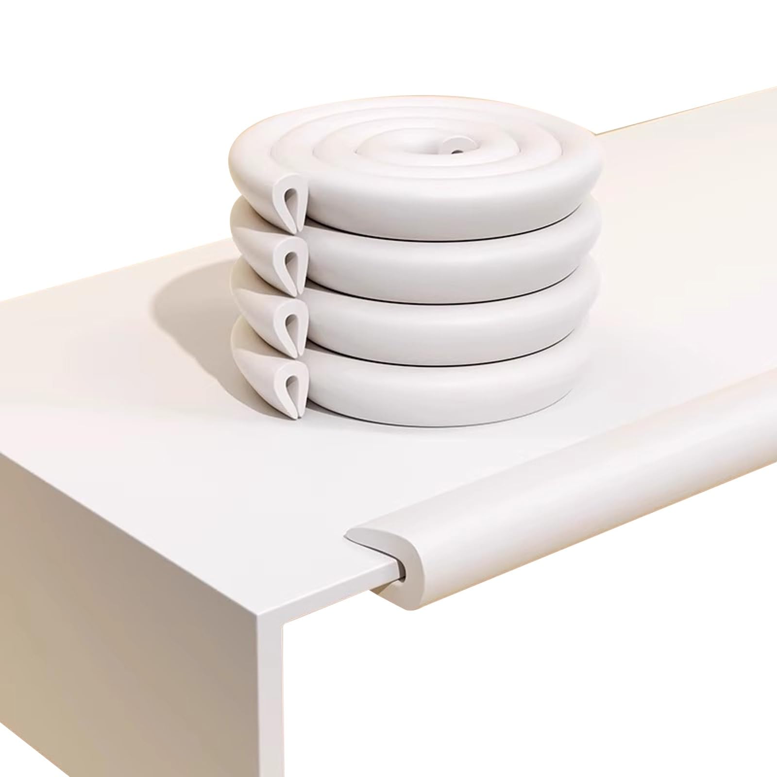 Striscia Paraurti A Prova di Bambino - Protezioni for Bordi Mobili in Schiuma Morbida Ad Alta Resistenza, Protezioni for Bordi Mobili, Tavoli E Pareti, in Schiuma, A Forma di U(White,8M)