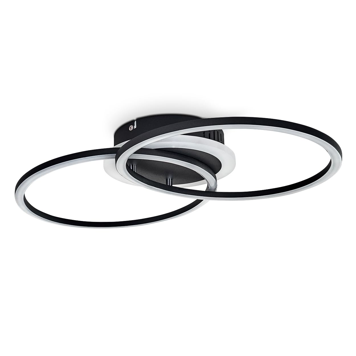 HOFSTEIN LED Deckenleuchte Lithgow, dimmbare Deckenlampe aus Metall in Schwarz-matt, moderne Leuchte dimmbar über Lichtschalter, 25 Watt, max. 2600 Lumen, 3000 Kelvin, Wohnzimmer, Küche, Esszimmer