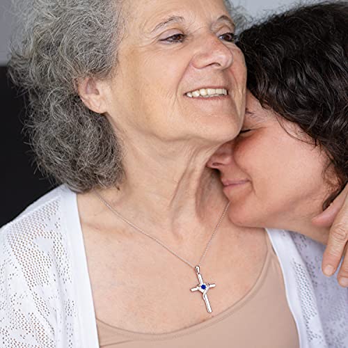 AmorAime 925 Sterling Silver Cross Necklace for Women Large Gold Cross Birthstone Faith Heart Necklaces for Easter Festival or Holiday4