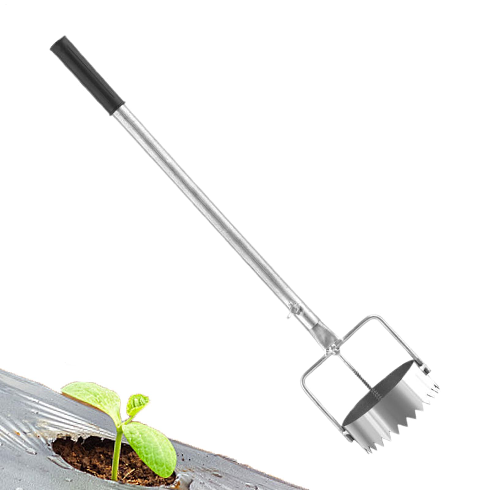 Perforatrice de Film de paillage 10 cm avec poignée rétractable 44-75 cm Outils de creusage de Trous pour, Outils de Jardinage pour pelouse, légumes, Plantation, serres, tête en