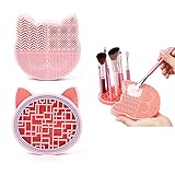 ♥ 【Diseño de gato lindo】: diseñado para su hermosa solución de limpieza de pincel de maquillaje que es liviana y portátil, fácil de guardar para el hogar o para viajar
