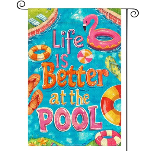 AVOIN colorlife Life Is Better At The Pool Garden Flag 12x18 Inch