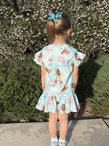 Image of Disney Frozen Elsa Minnie Mouse Stitch Princess Girls' Skirt Sets Ruffle Short Sleeve Clothes 2pcs Outfits Summer Dress 2-9Y