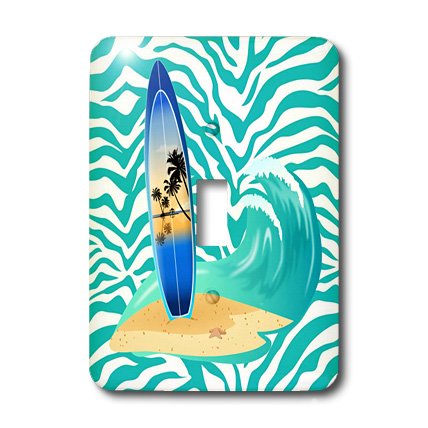 Planche de surf interrupteur mural turquoise 3dRose motif zèbre