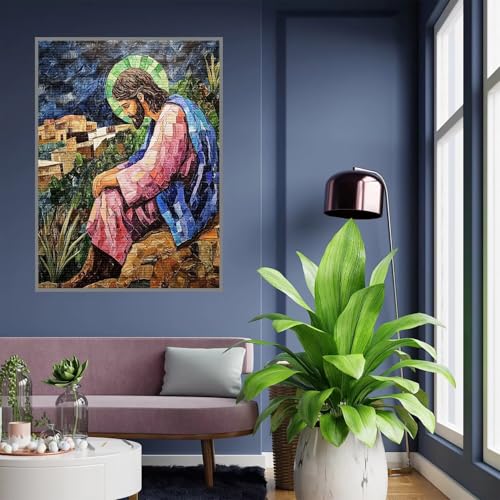 Activite Manuelle Maison Grand Format Jésus peinture diamant 5D