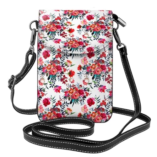 Petits sacs bandoulière pour femmes à motif floral rouge et marine