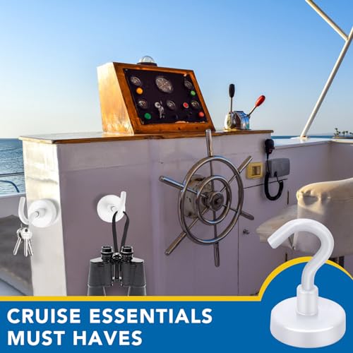 Image of LOVIMAG Cruise Essentials, 50Lbs White Magnet Hooks for Cruise Cabin, Strong Magnetic Hooks for Hanging, Refrigerator, Celling,Grill, Kitchen, Classroom- 4 Pack