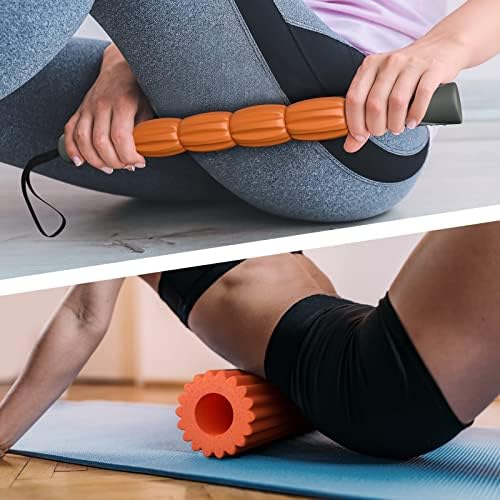 YINHANG Fitness Foam Roller 3 in 1 Set with Massage Stick,Trigger Point Roller for Deep Tissue Muscle Massage, Physical Therapy and Relieve Pain for Back, Leg, Neck, Yoga Pilates Roller for Exercises
