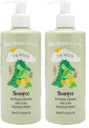 Image of Kids Stuff Baby | Baby Shampoo 300ml | Natural Ingredients | Organic Lemongrass Oil | Dermatologically & Paediatrician Approved | Kind to Sensitive Skin | Vegan | Cruelty-Free (Pack of 2)