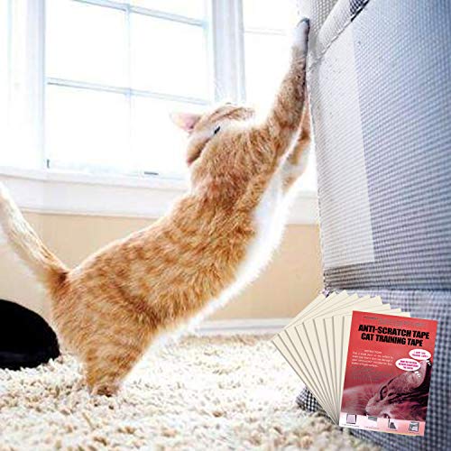 Cat Scratch Deterrent Tape,Furniture Protectors from Cats,Cat Couch Protector, Double Sided Clear Anti-Scratch Cat Deterrent Training Tape, Cat Furniture Protector for Your Home Protection (10 pack)