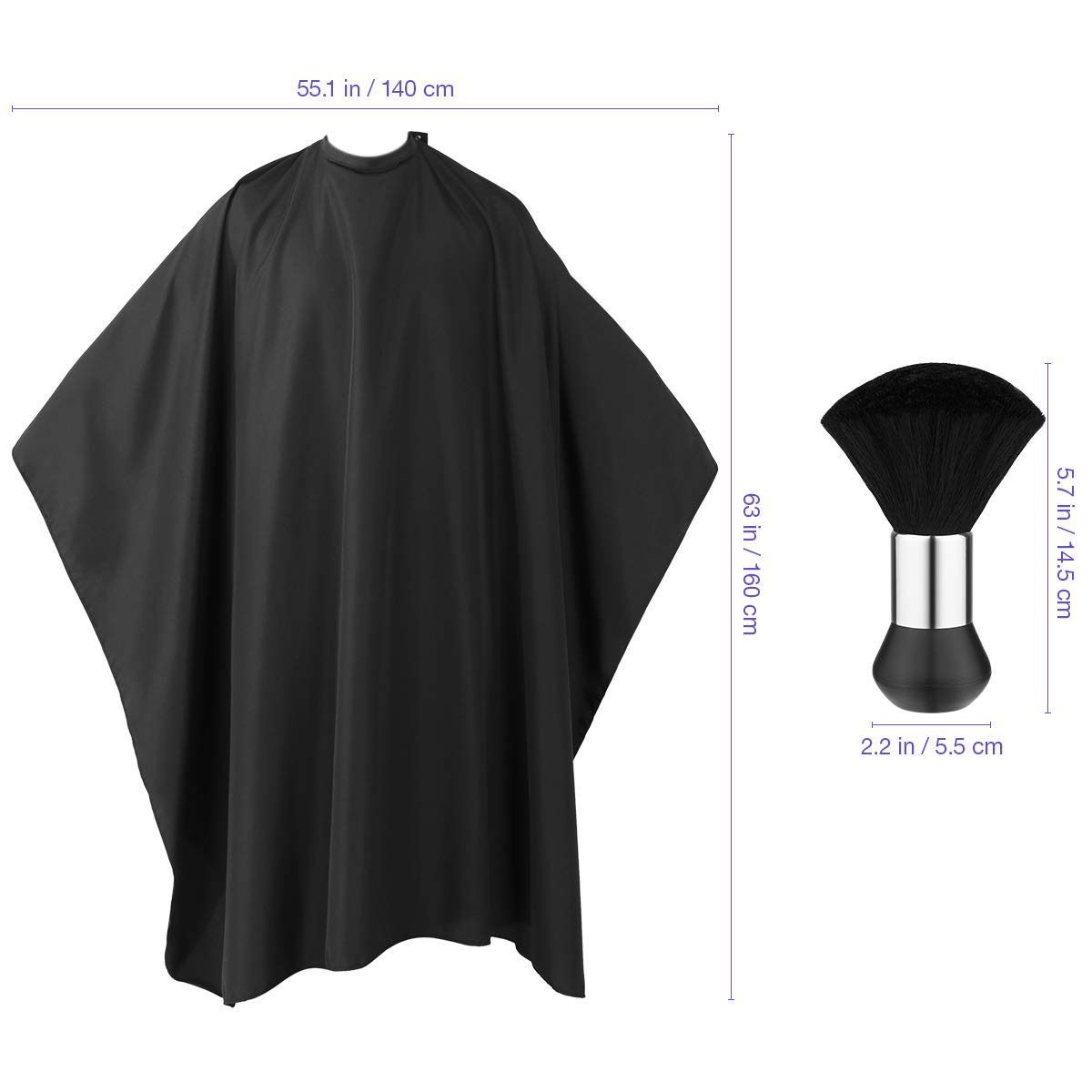 Frcolor Professional Barber Cape with Snap Closure, Hair Cutting Salon Cape Hairdressing Apron Black, Neck Duster Brush Included - 55" x 63" : Beauty & Personal Care