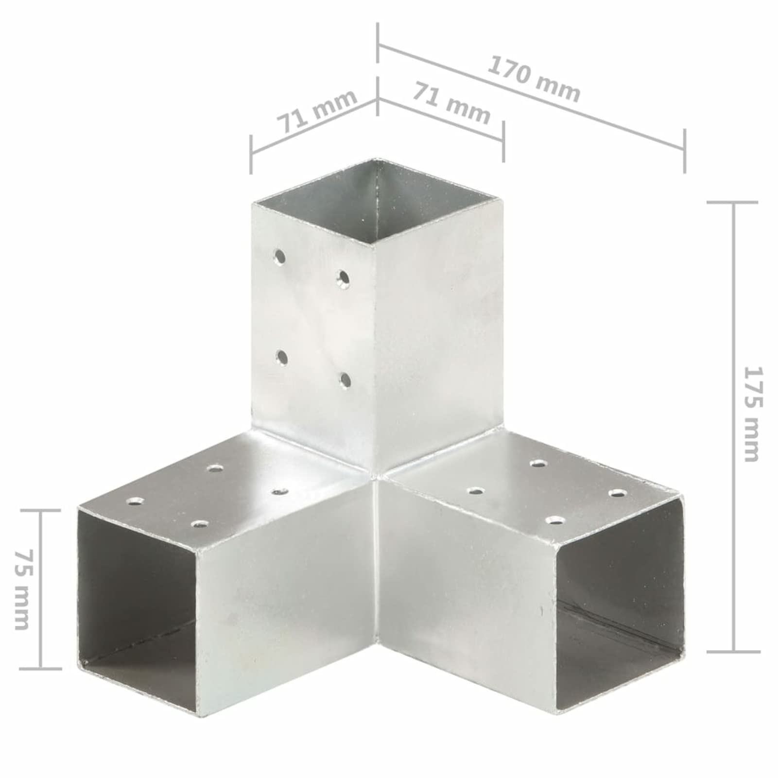 Conectores de Postes en Y 4 uds, Anclajes, Postes, Connex, Metal galvanizado 71x71 mm