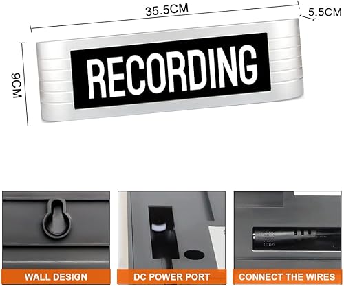 Miniatura 2 de Luz LED de estudio de grabación, letrero iluminado, muchos modos de iluminación inalámbrica con control remoto, para estudio de grabación, radio,