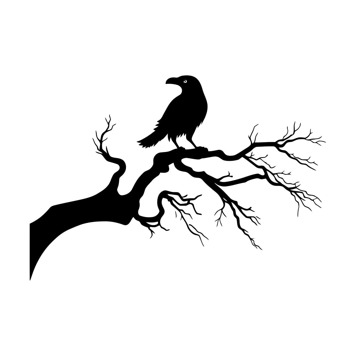 Lettering Decals Crow On Tree Branch Gothic Style Raven 54x78.5cm Self Adhesive Large Black