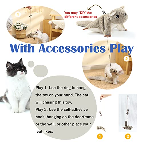 Pawsayes Cat Toys, Interactive Automatic Flapping Mouse Cat Toy For Indoor Cats, Hanging Squeaking Catnip Flying Squirrel Cat Toy Gift, Usb Rechargeable Mice Kitten Toys For Exercise #TOP1