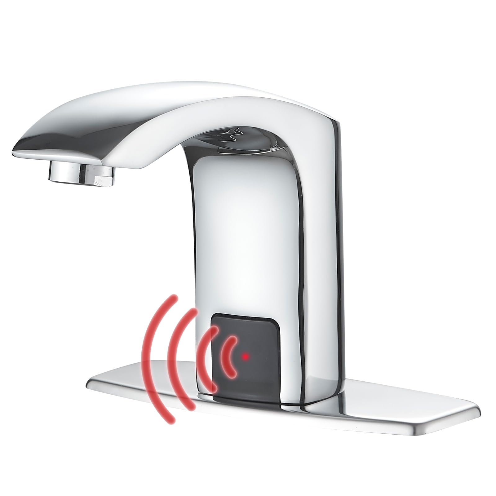 Sxithgkdw Chrome Touchless Bathroom Sink Faucet Hands-, Commercial Auto Motion Sensor Faucet, Ac/Dc Ed, Temperature Adjustment Valve, Polishe