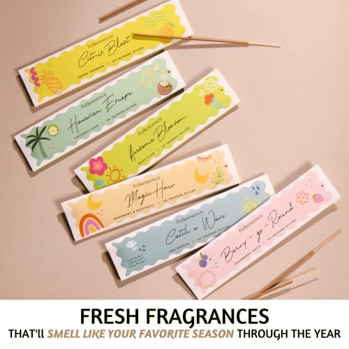 Folkulture Incense Sticks - Set Of 6 Insenses (120 Sticks) For Relaxation - Sea Breeze, Rosemary, Pathcouli Incense Sticks Variety Pack, Boho Gift Set Or Meditation Accessories (Smells Like Summer) #TOP2