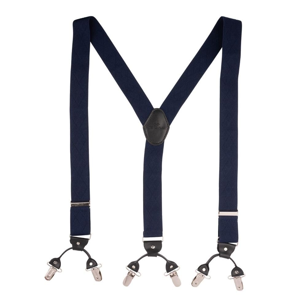 Diamond Tip Navy Blue With Black Y-Back Clip-On Suspender for Men-image-30