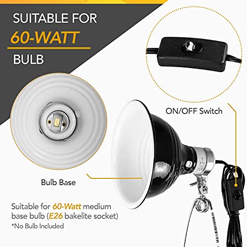 Simple Deluxe PTCLAMIN50DMLTSCTRLV2 50W Reptile Ceramic Heat Bulb No Light Emitting With 5.5 Inch 60W Dome Light Clamp Lamp Fixture And Digital Thermostat Controller thumb #3