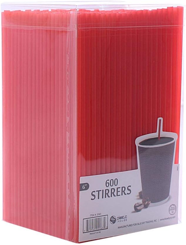 Drink Stirrers - Case of 12,000 - Plastic, 20 Packs x 600 - for Restaurants, Cafes & Everyday Use