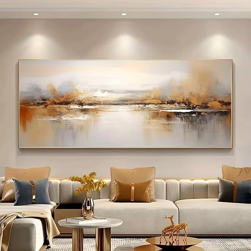 Toile moderne paysage de collines et brume de style épuré