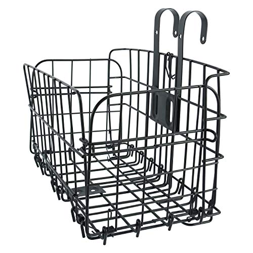 Folding Rear Bike Basket Wire Mesh Rust Proof, Easy Installation on Front Handlebar & Rear Seat, Bike Basket Bicycle Bag Cargo Rack for Mountain Bike Accessories, Frame Basket (1 Pack)