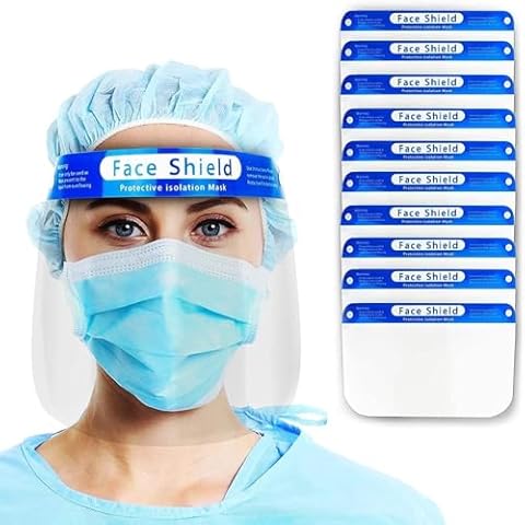 Oil Slick 200-Pack Safety Face Shield, All-Round Protection Headband with Clear Anti-Fog Lens Lightweight Transparent Shield, Ensuring 180° Protection Cover
