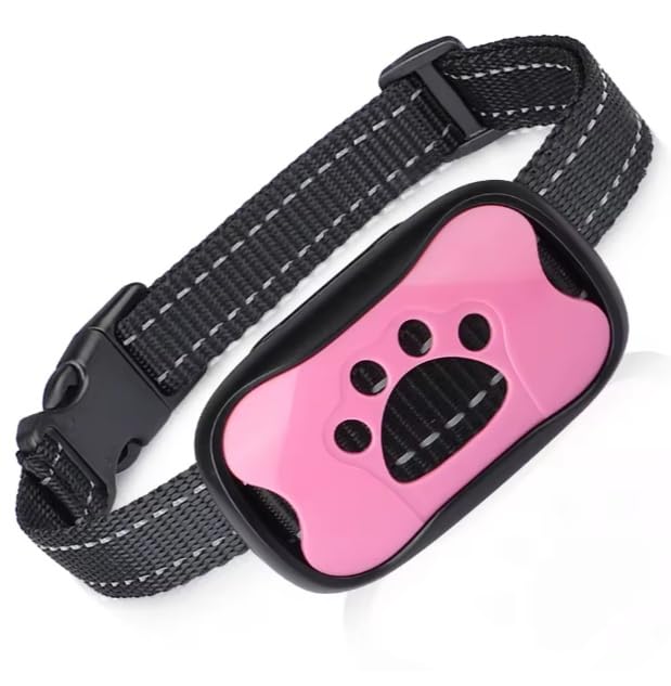 Collare di controllo a ultrasuoni per cani, anti-abbaiamento, anti-urto, per addestramento umanizzato ROSA