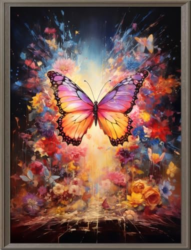 Image of Leczany Cross Stitch Stamped Kit for Adults - Colorful Butterfly | DIY Embroidery Starter Patterns Craft Kit Needlepoint for Beginner | 11CT, 3 Strands | 13x16.9 inches