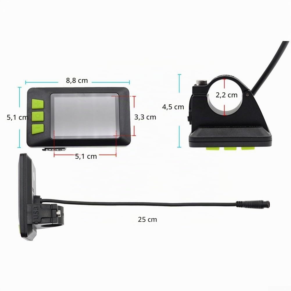 Display LCD per bici elettrica, schermo a colori, misuratore di velocità, dati intelligenti con pannello di controllo USB per bici elettriche
