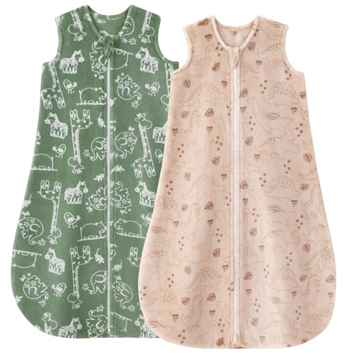 Image of Yoofoss Fleece Baby Sleep Sack 12-18 Months, 2 Pack 1.5 Tog Baby Wearable Blanket with 2-Way Zipper, Toddler Sleeping Sack, Soft Warm Lightweight(Large)