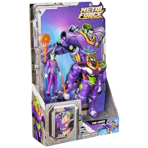 DC Comics, Metal Force The Joker Action Figure, 6-Inch with 4-Inch Mini Figure, Built-in Blaster and Armor Suit, Super Hero Kids Toys for Boys and Girls Ages 4 and Up image 9