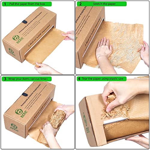 Beric Honeycomb Paper Cushioning Wrap - Packing - Shipping Supplies - Packing Paper - Packaging - Alternative To Packing Peanuts - Boxes For Packaging - Alternative To Bubble Wrap Roll - Packing Paper For Moving - 15" X 328' #TOP3