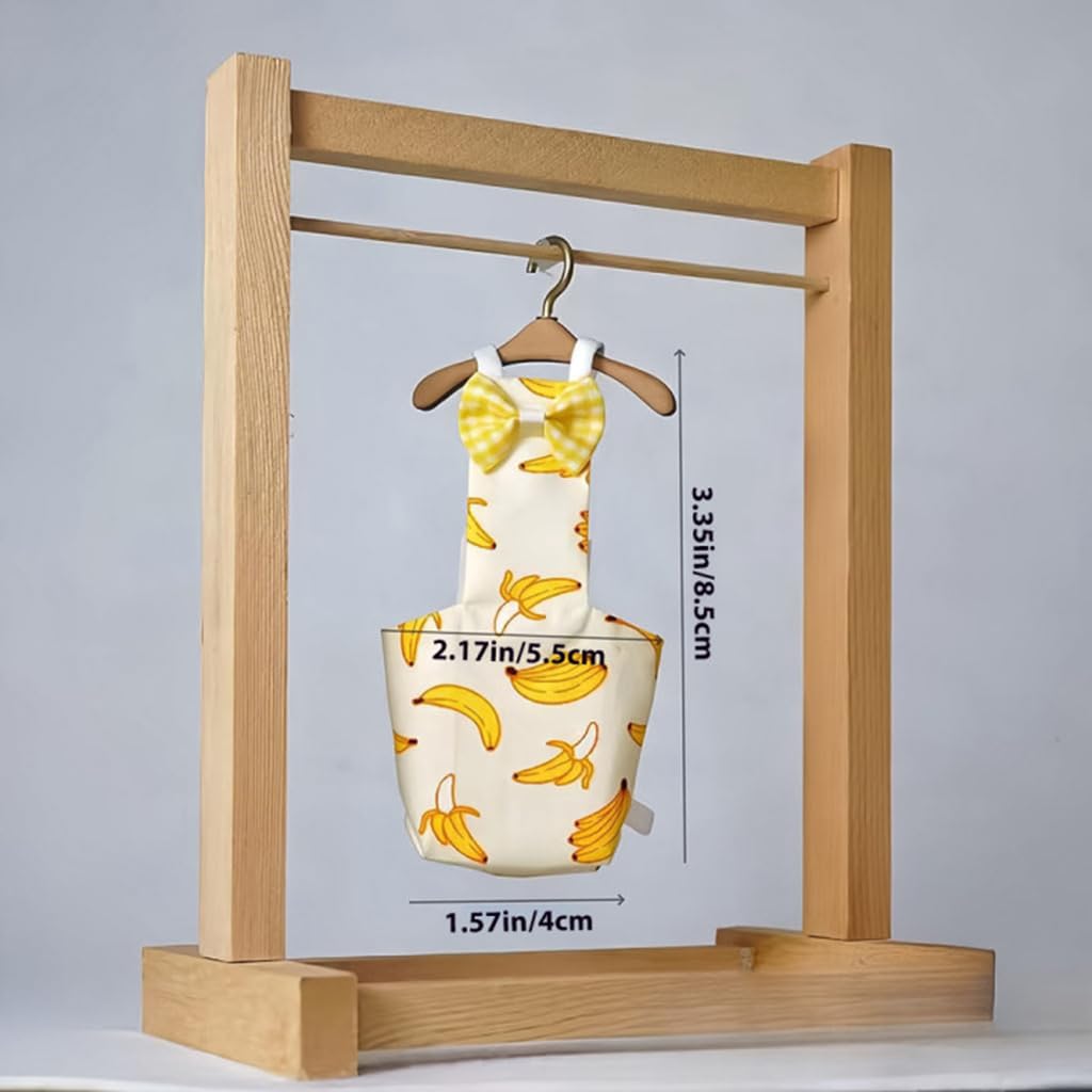 ZIBUYU® 2-Pack Small Parrot & Budgie Flight Suits with Adorable Bow and Banana Prints, Lightweight Comfortable Bird Apparel with Elastic Straps, Washable Reusable Design 1