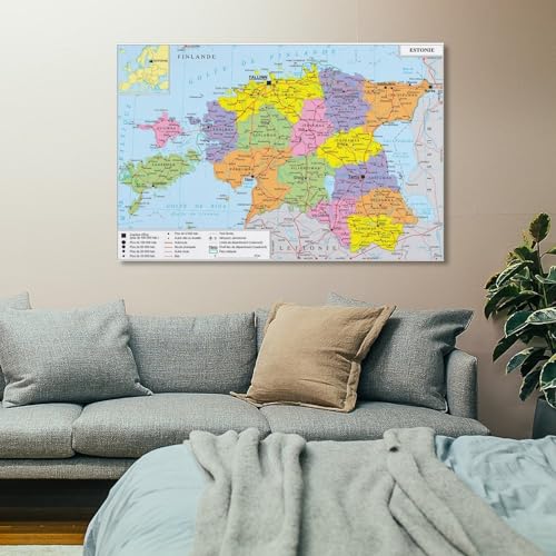 Estonia 地図ポスター 世界地図ポスター パネル キャンバスウォールアート現代 印刷 版画 壁の絵 部屋飾り16x24inch(40x60cm) [3]