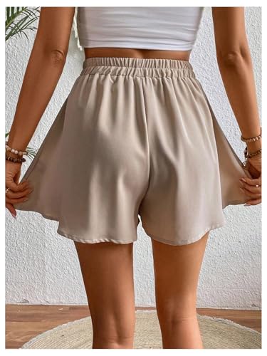 Floerns Women's Elastic High Waist Wide Leg Shorts Knot Front Casual Loose Short Pants3