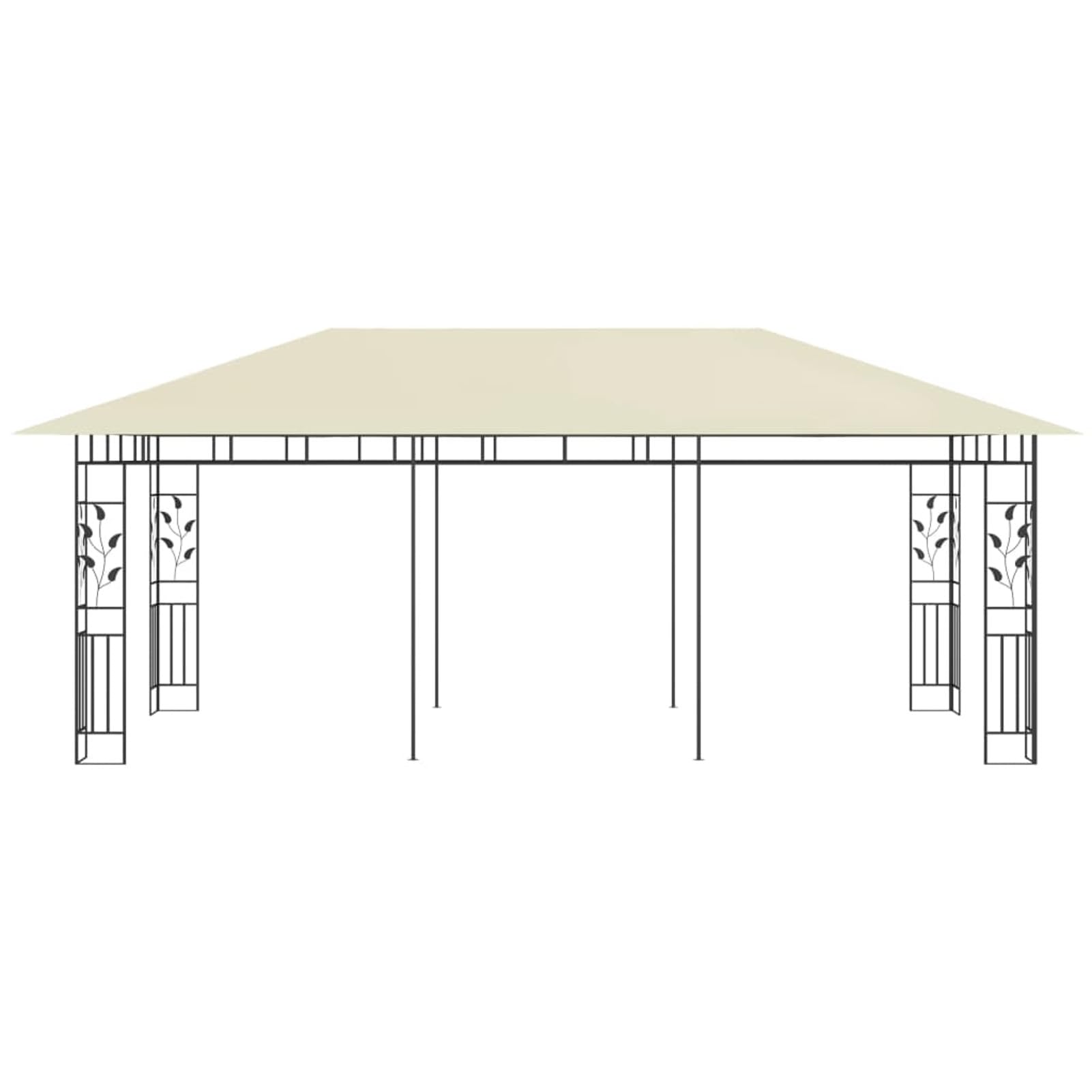 Gazebo con Zanzariera 6x3x2,73 m Crema,Gazebo Pergola Con Telo Impermeabile Richiudibile E Struttura Rettangolare In Acciaio Inossidabile Ad Alta Densità, Per Arredo Giardino, Terrazzo e Atti