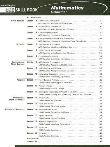 Mathematics: Calculator. GED Skill Book .: Harcourt Achieve Inc ...