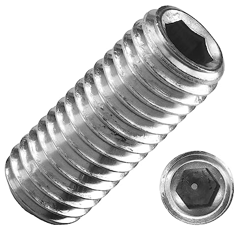 Techtanium Gewindestifte M12 x 40 mm mit Innensechskant u. Kegelkuppe aus Edelstahl A2 (5 Stück) | Versch. Größen & Verpackungseinheiten verfügbar | Madenschrauben | Schraubstifte | DIN 913