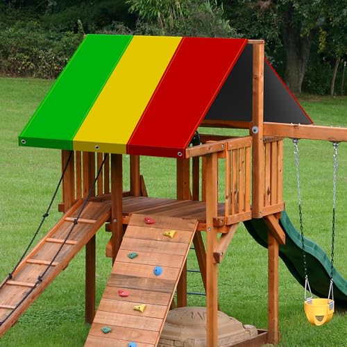 Alpurple Swing Set Replacement Tarp- 52" x 90" Kids Playground Roof Canopy, Replacement Sunshade Waterproof Trap Cover for Children Outdoor Sunproof (Green Yellow Red) by Alpurple - Image 6