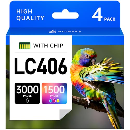 Image of LC406 LC 406 Ink Cartridges Replacement for LC406XL for Brother MFC-J5855DW MFC-J6555DW MFC-J4535DW MFC-J4335DW MFC-J6955DW MFC-J4345DW MFC-J5955DW Printer Ink (with Chip, 4 Pack)