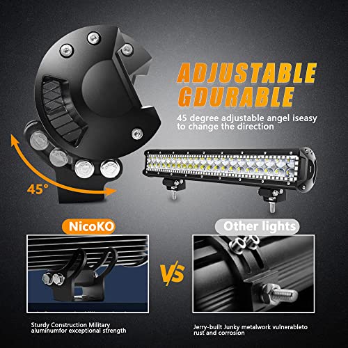 Led Light Bar, Nicoko 20" 126W Leds Flood Spot Combo Beam Light Bar With Chasing Rgb Halo Wiring Harness Waterproof Ip68 Bumper Suv Utv Off Road Vehicle Boat Lighting Accessories, 2 Year Warranty #TOP5