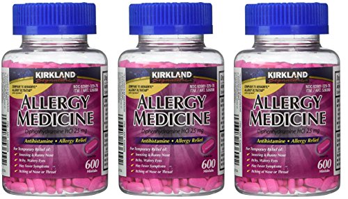 Kirkland Brand Diphenhydramine HCI 25 Mg Allergy Medicine 3 Pack (600 Counts) By Kahmart