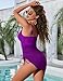 Blooming Jelly Women One Piece Swim Dress Tummy Control Swimsuits Slimming Mesh Sheer Bathing Suit (L, Purple)