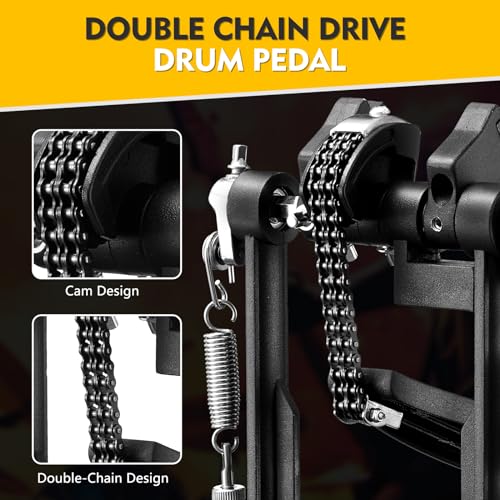 Kingdo Cymbals Double Bass Drum Pedal 2 Chain Double Kick Drum Pedal With 2 Way Beater Heads And Drum Keys For Drummer thumb #3