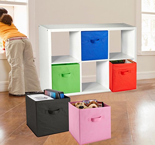 Handy Laundry Foldable Cube Storage Bins - 6 Pack - Decorative Fabric Storage Cubes are Collapsible & Great Organizer for Shelf, Closet or Underbed. Convenient for Clothes or Kids Toy Storage (Black) by Handy Laundry - Image 3