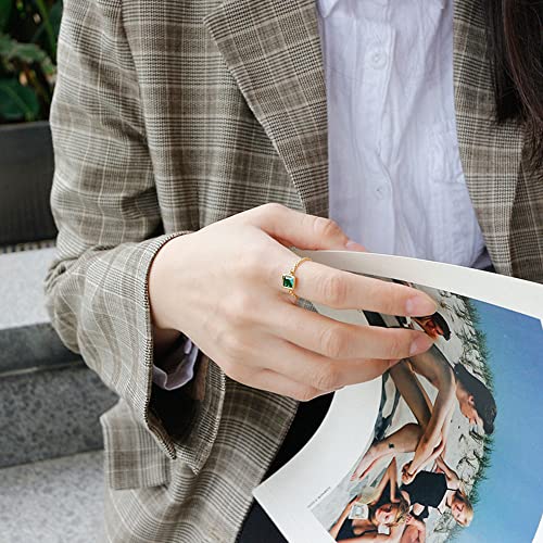 Cubic Zirconia Link Chain Statement Ring with Dangle Beaded Ball Adjustable Tail Finger Band Birthstone Stacking Eternity Promise Ring Tassel Dangling Charm Rings Fashion Jewelry Gifts for Women Girls BFF2