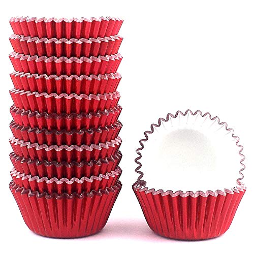 Mini Foil Cupcake Liners Baking Cups Muffin Paper Red, 300 Pack #TOP1